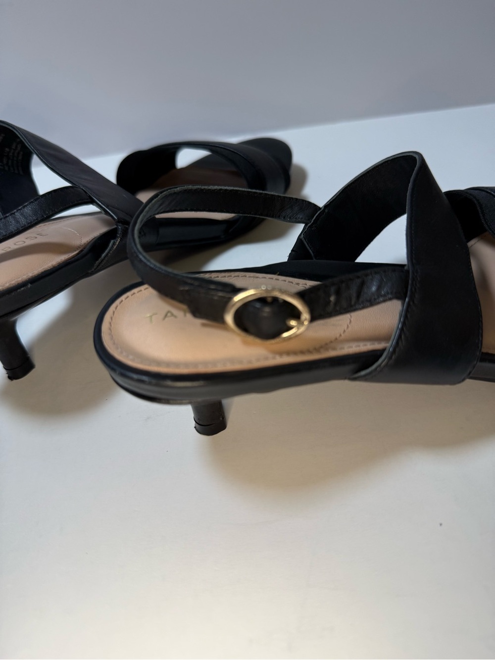Taryn Rose Black Wide-Strap Slingback Sandals - Picture 8 of 11